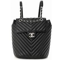 CHANEL Calfskin Chevron Quilted Small Urban Spirit Backpack Black