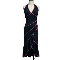 Nikki Mae Womens Size M Black Pink Y2K Halter Dress