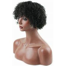 Short Kinky Curly Wig Real Human Hair Afro Curly Wigs Black Color Natural Looking For Women
