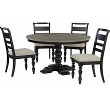 Vineyard Round Dining Table And 4 Dining Chairs - Black