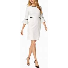 Calvin Klein Dresses | Calvin Klein - Bell Sleeves Sheath Dress | Color: Black/White | Size: 4P