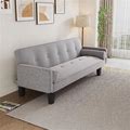 Modern Cotton Linen Fabric Convertible Sofa Bed W/ Adjustable Backrest - LIGHT GREY