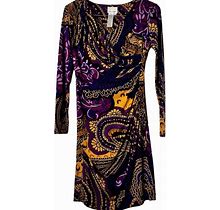 Donna Morgan Vibrant Faux Wrap Jersey Paisley Print Dress Size 2