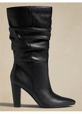Women's Vegan Leather Slouchy Boot Black Vegan Leather Regular Size 8