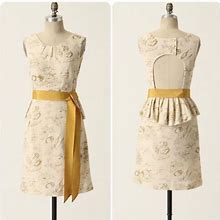 Anthropologie Dresses | Anthropologie Moulinette Soeurs Windowpane Dress | Color: Cream/Gold | Size: 0