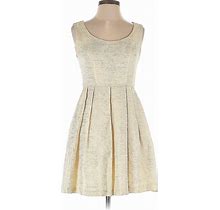 Shoshanna Casual Dress - A-Line Scoop Neck Sleeveless: Gold Damask Dresses - Women's Size 0