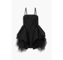 Carolina Herrera - Ruffled Layered Tulle And Silk-Faille Mini Dress Black - US 6