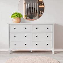 White Dresser Modern Dresser With Metal Handles 6 Double Drawer Dresser For Bedroom