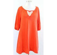Anthropologie Anais Orange Knit Tie Neck Tunic Shift Dress Size Xs