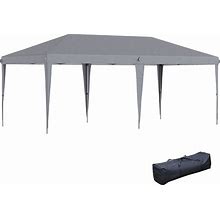 Outsunny 10' X 19' Extra Large Pop Up Canopy, Outdoor Party Tent With Folding Steel Frame, Carrying Bag For Catering, Events, Backyard BBQ, Gray