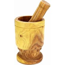 Iconikal Premium Wood Mortar And Pestle - Solid Durable Kitchen Essential, 5 Inches Tall - Holds 8 Fluid Ounces
