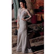 Terani Couture 232GL1454 - Sheer Beaded Long Sleeve Evening Dress