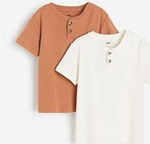 Boys - Orange 2-Pack Henley T-Shirts - Size: 8/10 (8-10Y) - H&M
