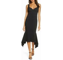 Katie May Women's Size Xs Black Flamenco Cocktail Dress Midi Dress,