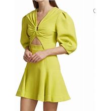 Jonathan Simkhai Dresses | Jonathan Simkhai Kayleigh Ripple Crepe Mini Dress In Lime | Color: Green/Yellow | Size: 4