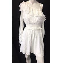 H & M Fashion Ft Delicious One-Shoulder Dress Ruffled White Size 4
