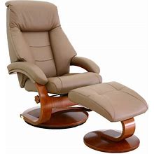 Montreal Recliner And Ottoman In Sand Top Grain Leather - M058-024103