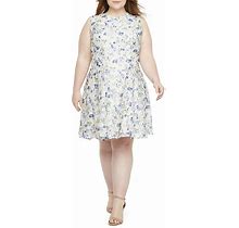 New Danny & Nicole Sleeveless Floral Lace Fit & Flare Dress-Plus, Womens, Size 18W, White