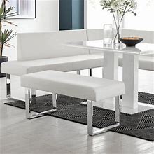 "Amanda 48" Dining Bench", White/Stainless By Ashley, Furniture > Kitchen And Dining Room > Dining Room Benches