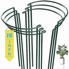 6 Pack Plant Support Stakes, Half Round Metal Garden Stakes, Green Plant