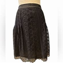Loft Skirts | Nwt Ann Taylor Loft Lace Skirt Size 0 Petite. Ribbon Waistband | Color: Black | Size: 0P