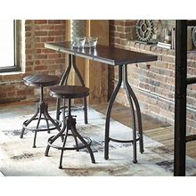 Odium Counter Height Dining Table And 2 Bar Stools Set, Rustic Brown By Ashley, Furniture > Kitchen And Dining Room > Dining Room Sets