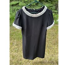 Betsey Johnson Womens Black Pearl Collar Cap Sleeve Sheath Dress Size