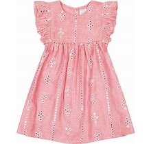 Mer St. Barth | Luxe Mathilde Silk Dupioni Ruffle Sleeve Dress, (Rose Pink, Size 10Y) | Maisonette