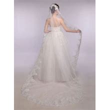 Sequins Wedding Veil Ivory Bridal Veil Soft Illusion Tulle Wedding Veil Lace Wedding Veil French Alencon Lace Crystal Veil