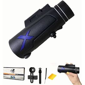 High Power Monocular Telescope With Smartphone Adapter And Tripod, HD Monocular With BAK4 Prism & FMC Lens, Suitable For Bird Watching Hiking,Temu