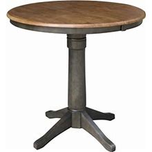 International Concepts 36" Round Wood Counter Height Dining Table With 12" Leaf In Hickory/Washed Coal