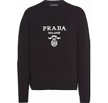 Prada Wool And Cashmere Crew-Neck Sweater, Men, Black, Size 46