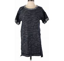 Madewell Casual Dress - Shift Crew Neck Short Sleeve: Blue Marled Dresses - Women's Size Small