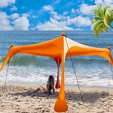 Buheco Beach Tent Pop Up Shade 10x10ft Beach Canopy Sun Shelter UPF50+ With 4 Foldable Poles-Portable Carrying Bag-Sand Shovel-Ground Pegs-Windproof