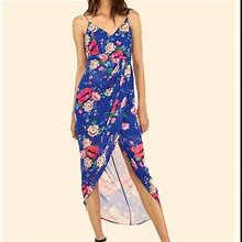 Express Dresses | New Express Maxi Flyaway Floral Bright Cobalt Blue And Hot Pink Dress Pxs Petite | Color: Blue/Pink | Size: Xsp