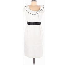 Dressbarn Cocktail Dress - Sheath Scoop Neck Sleeveless: Ivory Solid Dresses - Women's Size 8