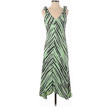 Proenza Schouler White Label Casual Dress - Midi V Neck Sleeveless: Green Zebra Print Dresses - Women's Size 0