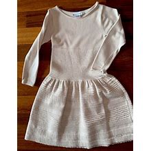 Dior Girls Kids Beige Long Sleeve Tricot Knit Ls Dress Sz: 8 Rtl: $550