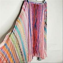 Soft Surroundings Watercolor Lined Skirt Asymmetrical Hem PM