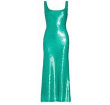 Monique Lhuillier Women's Sequined Scoopneck Cocktail Dress - Turquoise - Size 12