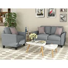 Living Room Furniture Armrest Single Sofa And Loveseat Sofa (Gray) Vnf