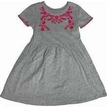 Gap Dresses | Gap Embroidered T-Shirt Dress Gray Pink S 6-7 | Color: Gray/Pink | Size: Sg