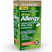 Goodsense All Day Allergy, Compare To Zyrtec, Cetirizine Hydrochloride Tablets, 10 Mg, Antihistamine, 365 Count