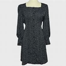 Sz Small Polka Dots Long Sleeve Cottagecore Aesthetic Ditsy Sheath Red Dress | Color: Black | Size: S