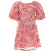 GB Social Big Girls 7-16 Puff Short Sleeve Rosette Dress, , Light Pink8