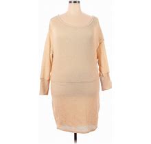 Shein Casual Dress - Sweater Dress Crew Neck Long Sleeve: Ivory Dresses - Women's Size 2X