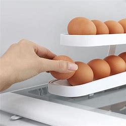Egg Dispenser, Automatic Roll-On 2-Tiers Egg Trays, Egg Storage Box For Refrigerator, Plastic Egg Basket, Egg Fresh-Keeping Organizer, Kitchen Storage