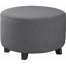 DKSLIPGO Ottoman Cover Stretch Ottoman Slipcover Round Ottoman Storage Cover Folding Stool Covers Furniture Protector Cover (Dark Grey,X-Large)