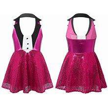 Girls Ball Gown Sequins Formal Dresses Sleeveless Dress Shiny Playsuit