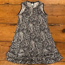 Msk Dresses | Msk Petite Dress Ps Paisley Black White Ruffle Sleeveless Stretch | Color: Black/White | Size: Sp